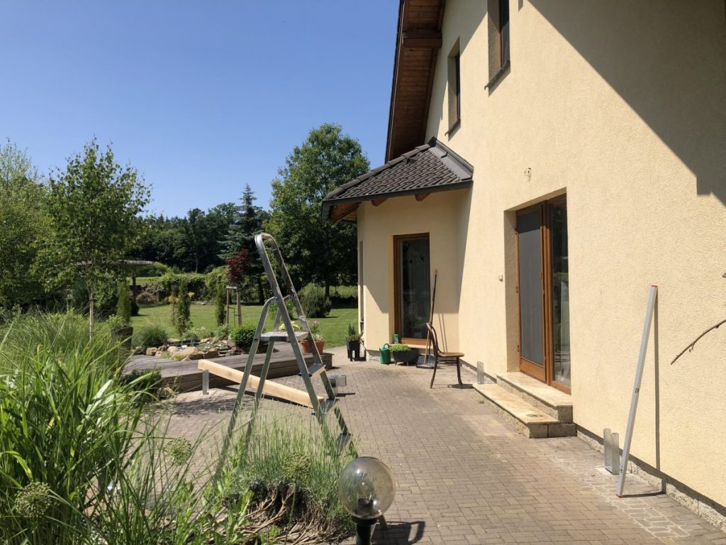 Stavba dubové pergoly - hodinový manžel